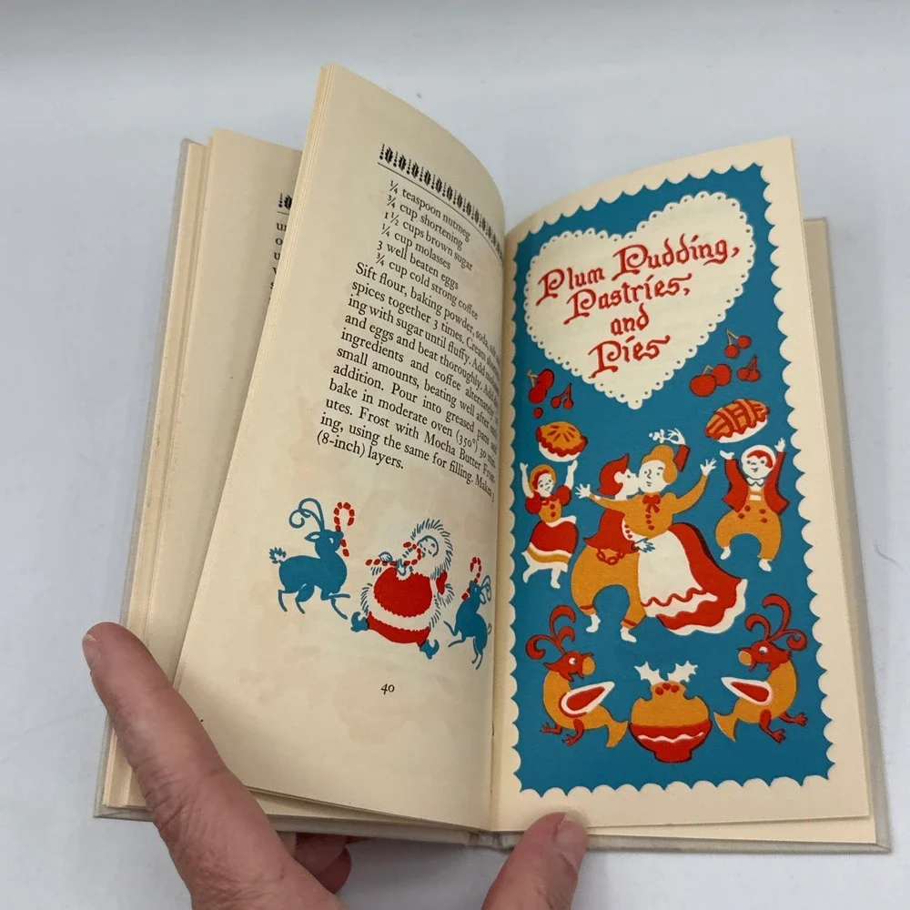 Peter Pauper Press Holiday Goodies Cookbook Blue 1952 Illustrated W/Box Vtg MCM